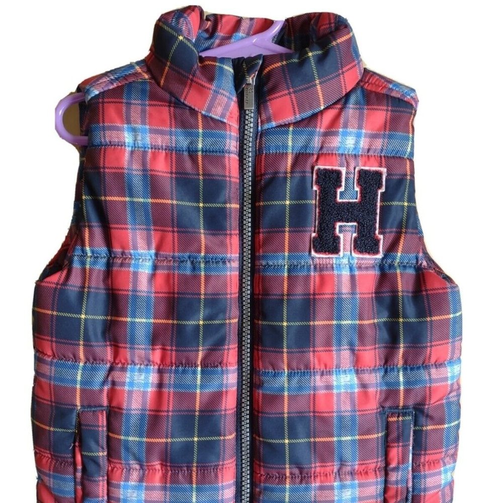 Toddler Boy Tommy Hilfiger Sleeveless Puffer Vest Size (3T) Plaid.